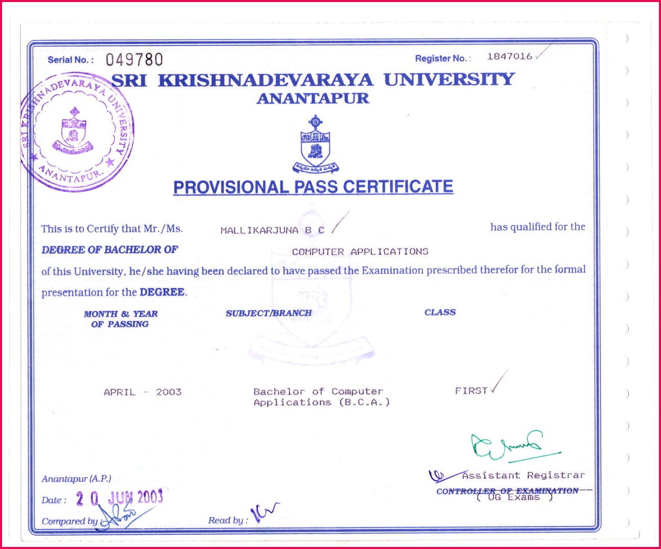3627d andhra university degree certificate andhra university degree certificate